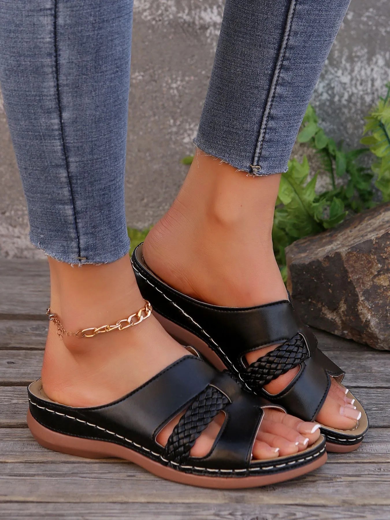 Wedge Sandals – Open Toe, Stylish Lift