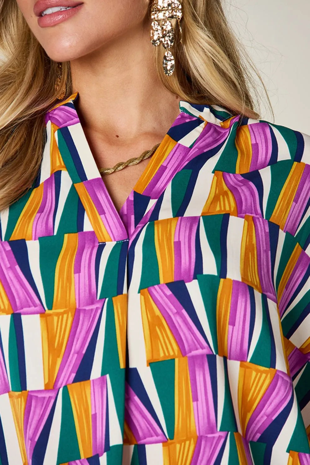 Color Pizazz Notched Dolman Sleeve Top