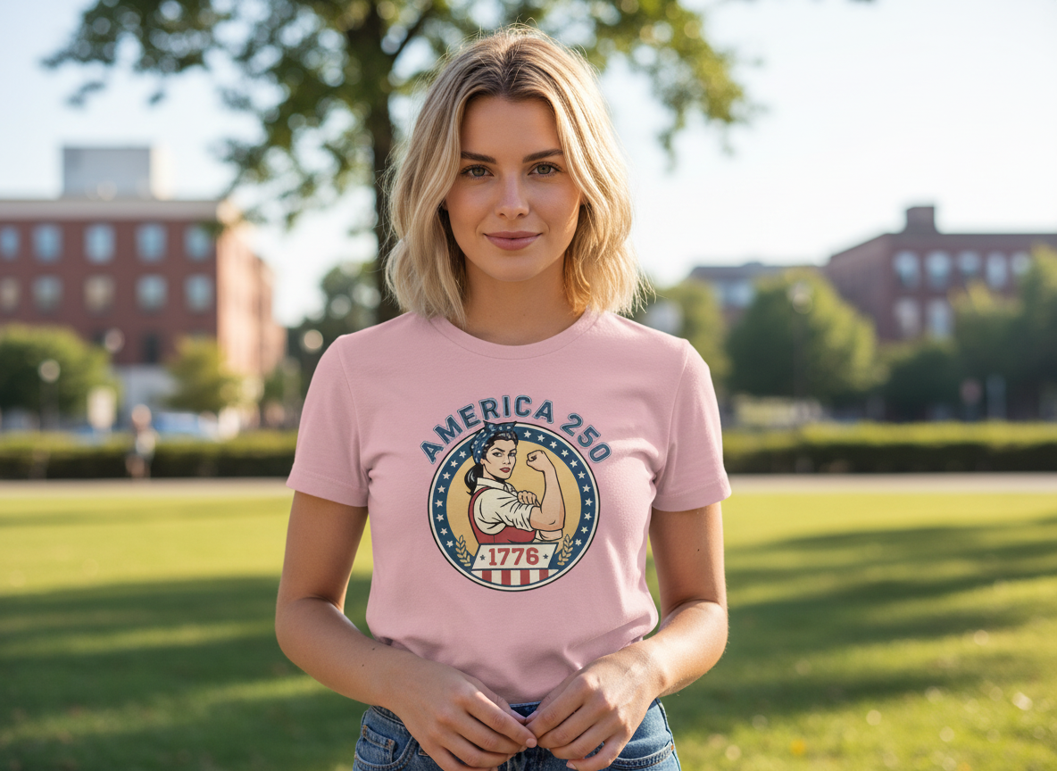 America 250 Rosie Tee - Patriotic Women’s Boyfriend T-Shirt (1776)