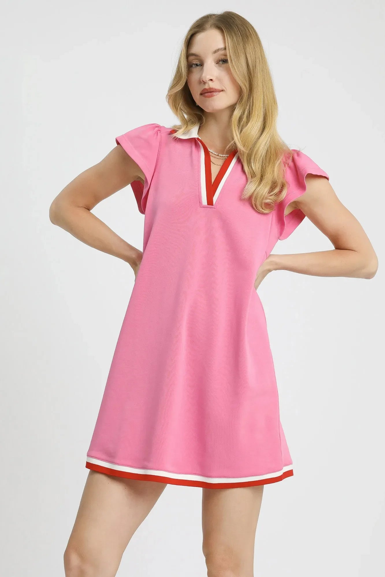 Bold Trim Pink Mini Dress