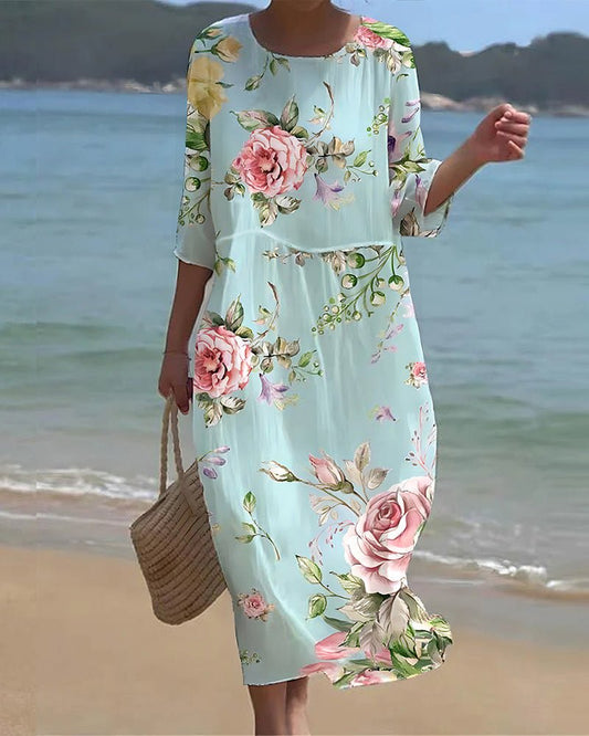 Keely | Sunset Flower Dress Blue Flowers
