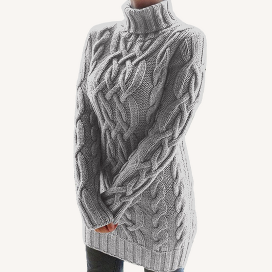 Mairah | Long Knitted Pullover Grey