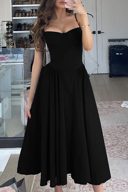 Distinctive Charm Sleeveless Midi Dress - 6 Colors Black