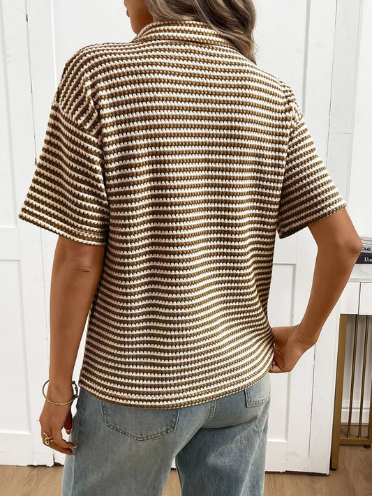 Striped Knit Short Sleeve Top
