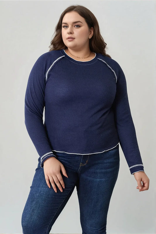 Sweet Raglan Sleeve Round Neck Top