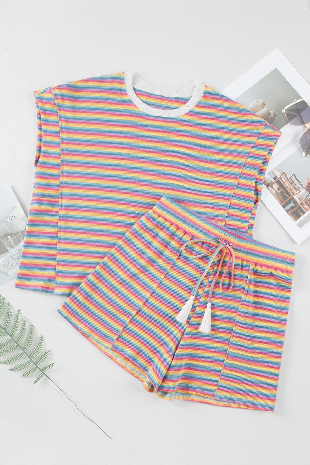 Striped Top and Shorts Set