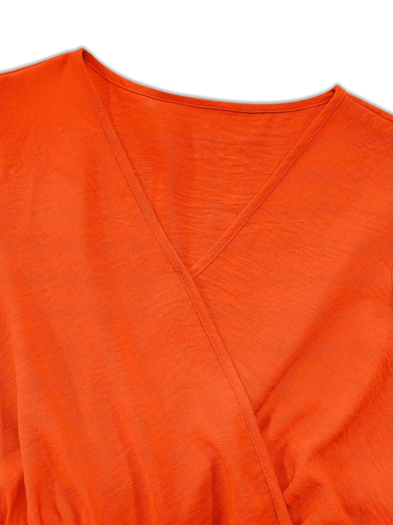Orange Plus Size Surplice Flutter Sleeve Dress: