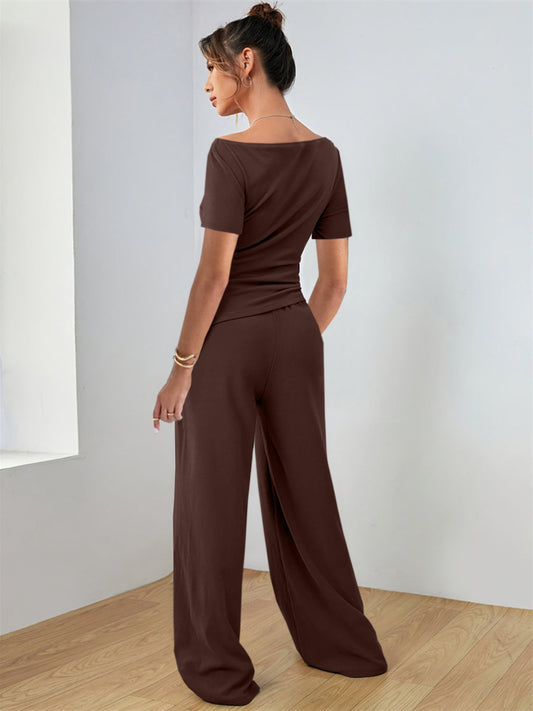 Round Neck Short Sleeve T-Shirt and Pants Set