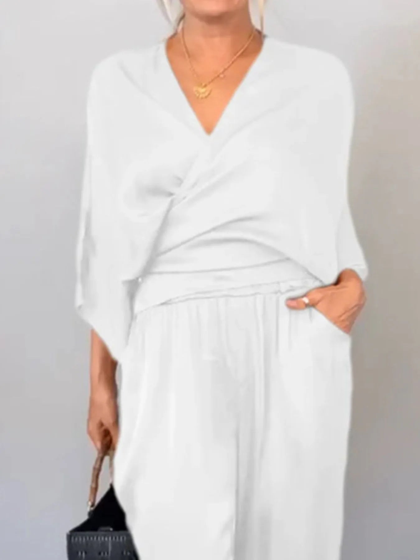 Plus Size Wrap Top & Pants Set