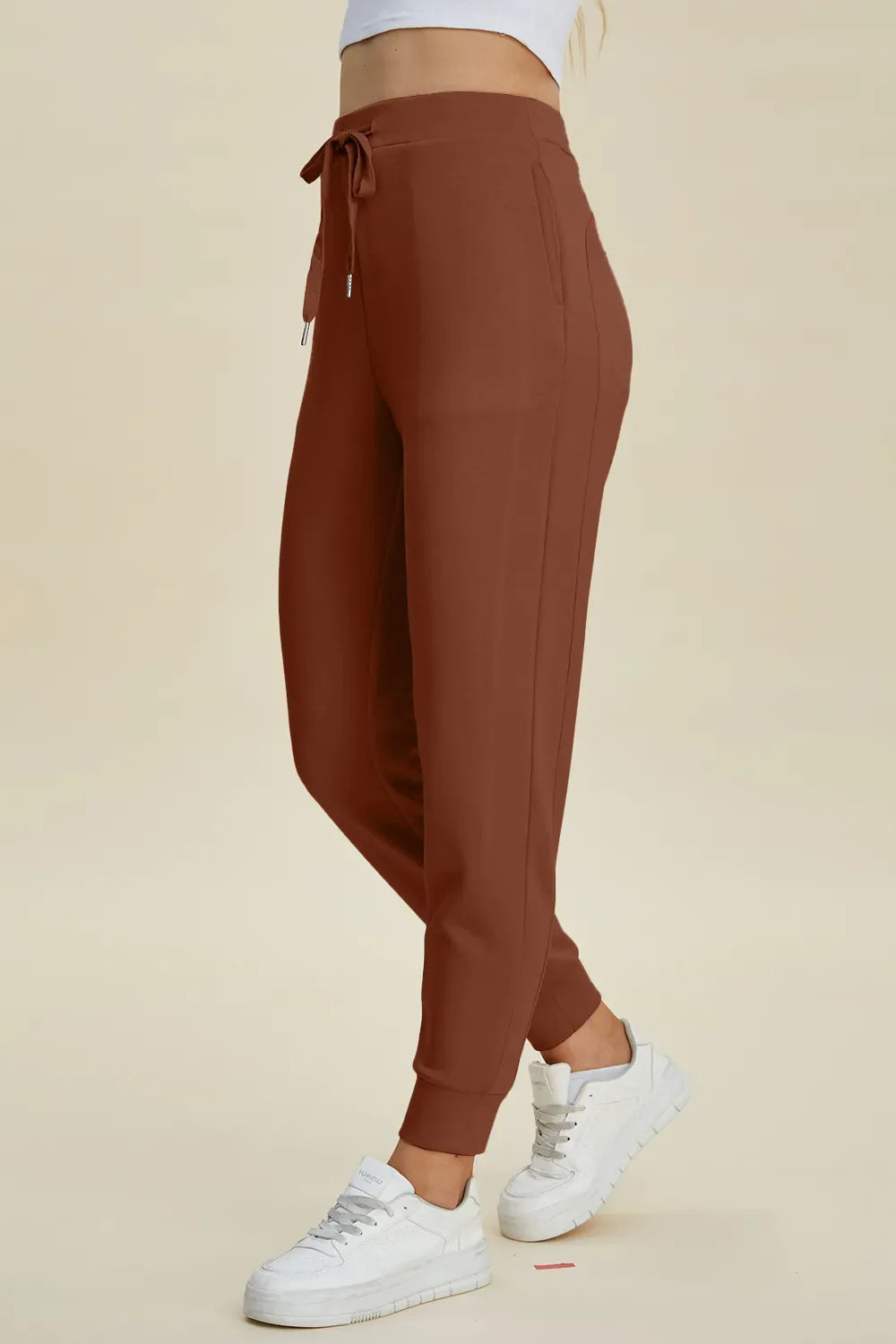 High Waist Air Scuba Joggers – Full Size Drawstring Lounge Pants for Women