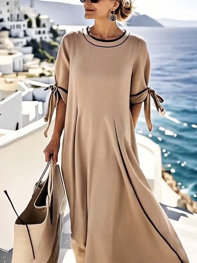 Women'S Loose Striped Knot Dress