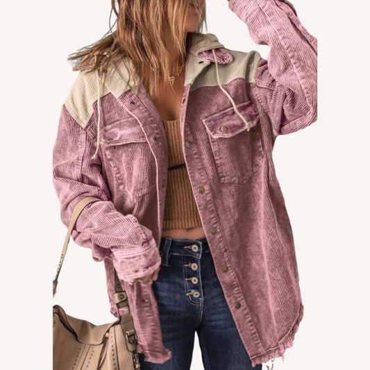 Nelli | Retro Hooded Cardigan Pink