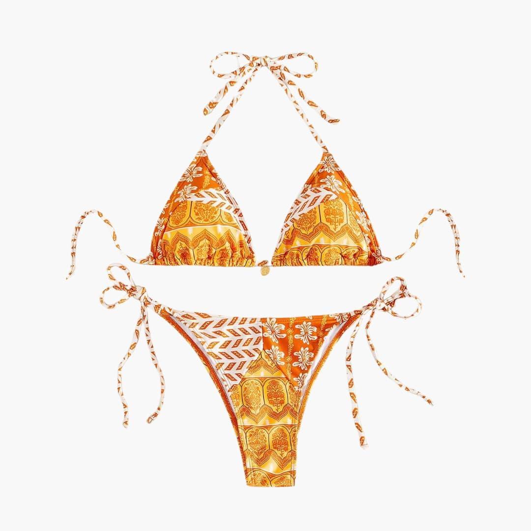 Boho Bikini Set for Women - Adjustable Triangle Tie Swimsuit