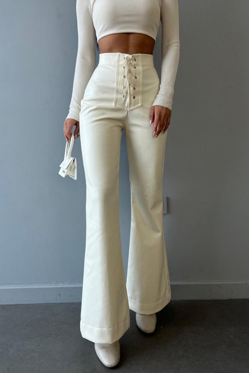 Cute Chicness Wide-Leg Leather Pants - 2 Colors White