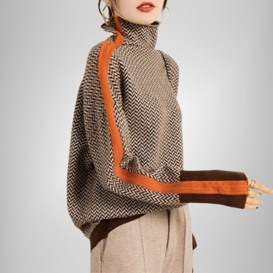 Clarabella - Mélange Turtleneck Jumper Orange