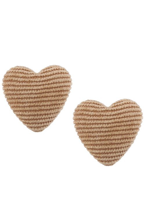 Heart Downy Lovely Earrings Yellow Brown