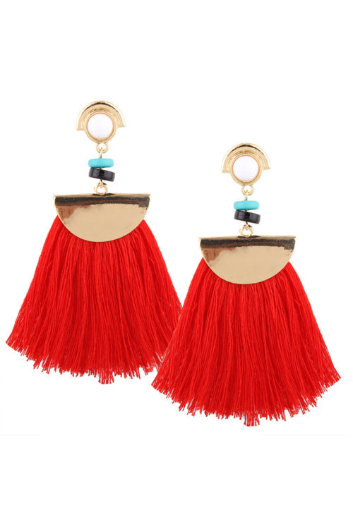 Tassel Ethnic Style Earring Red