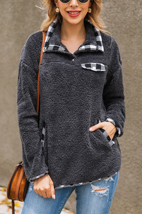 Love You More Pocket Teddy Top - 2 Colors Dark Grey