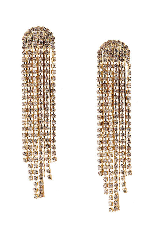 Crystal Tassel Hanging Earrings Gold
