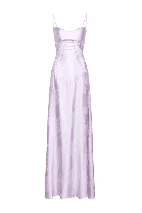 Floral Tie-Back Maxi Dress - Purple