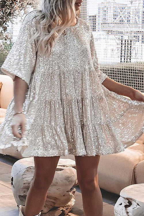 Beautiful Evenings Sequins Mini Dress - 10 Colors Silver