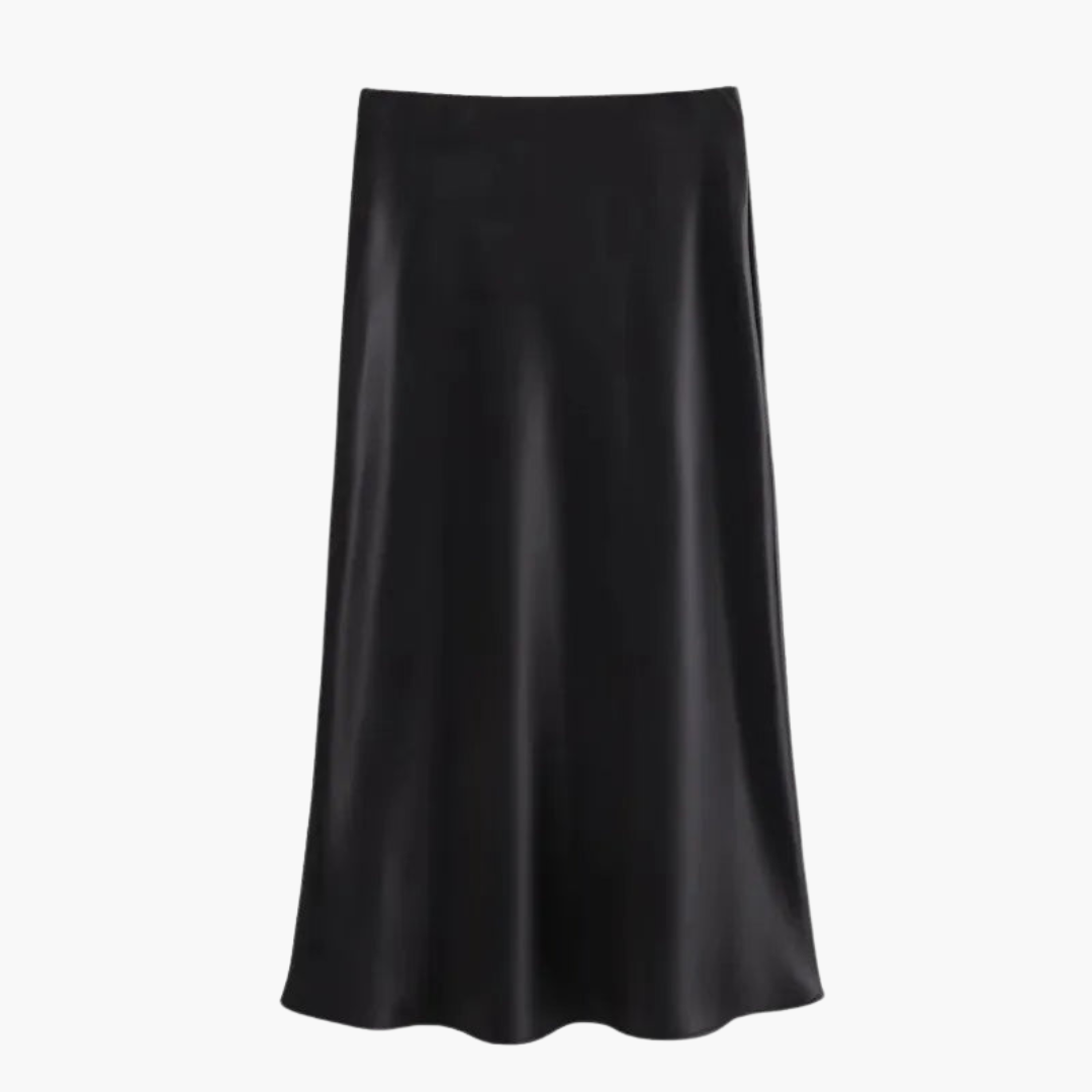Chic Satin High-Waist Midi Skirt – Flattering Fit for Women