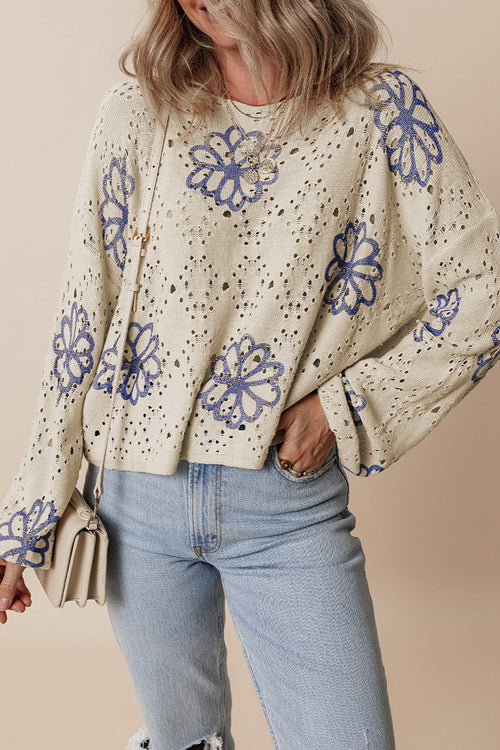 Casual Concept Crochet Knit Top