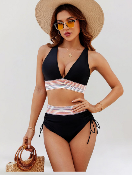 Isa™ – High-Waisted Tummy Control Bikini Set Black