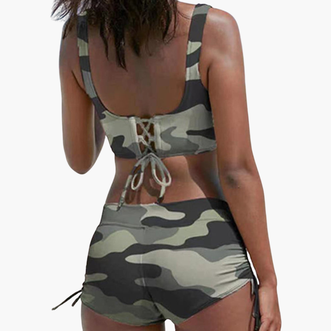 Twist Bikini Top & Shorts - Women's Two-Piece Swimwear Set