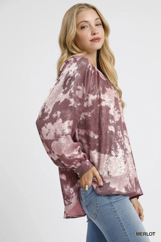 Shimmery Metallic Blouse – Balloon Sleeve Style