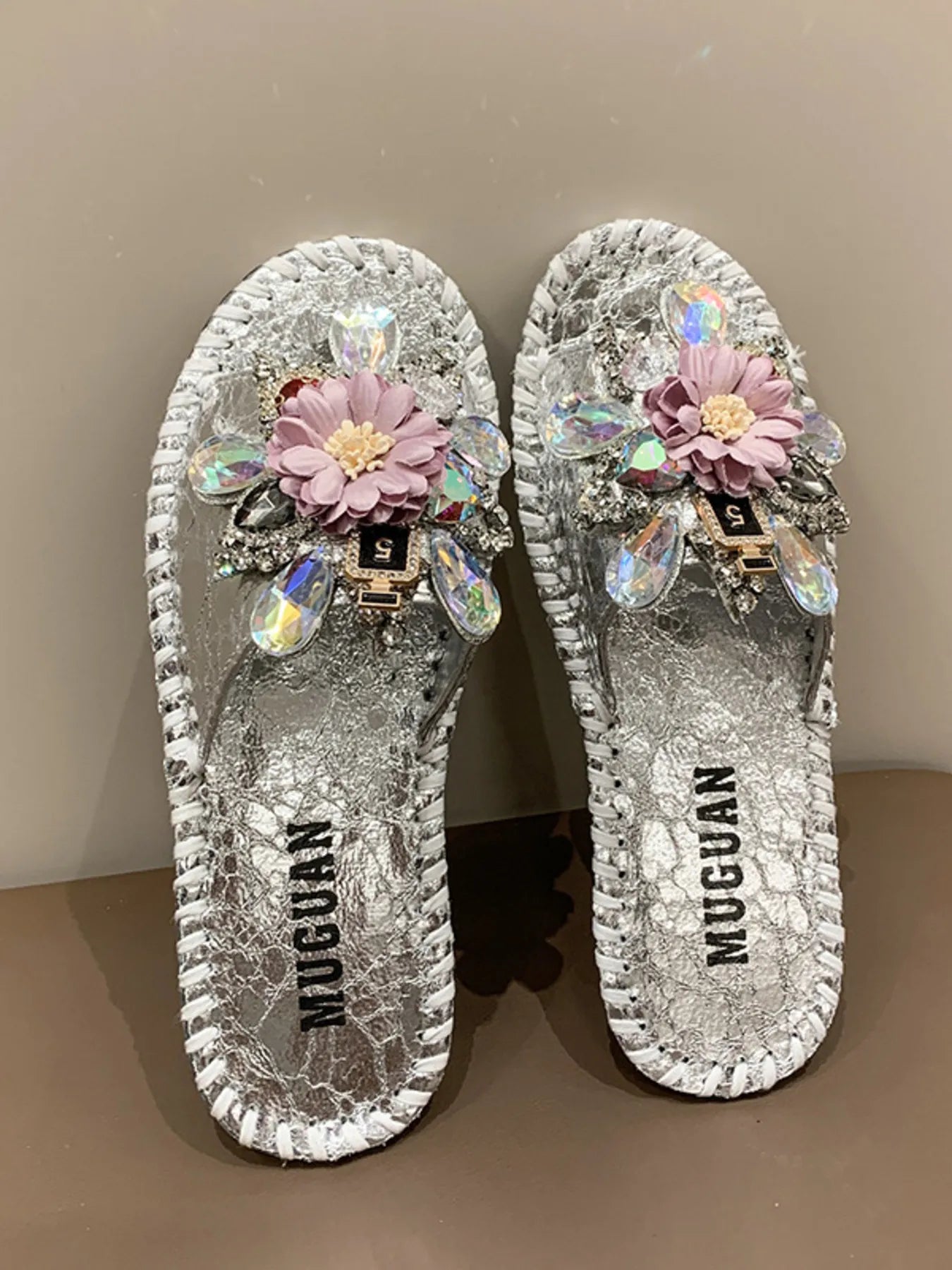 Floral Embellished Slide Sandals