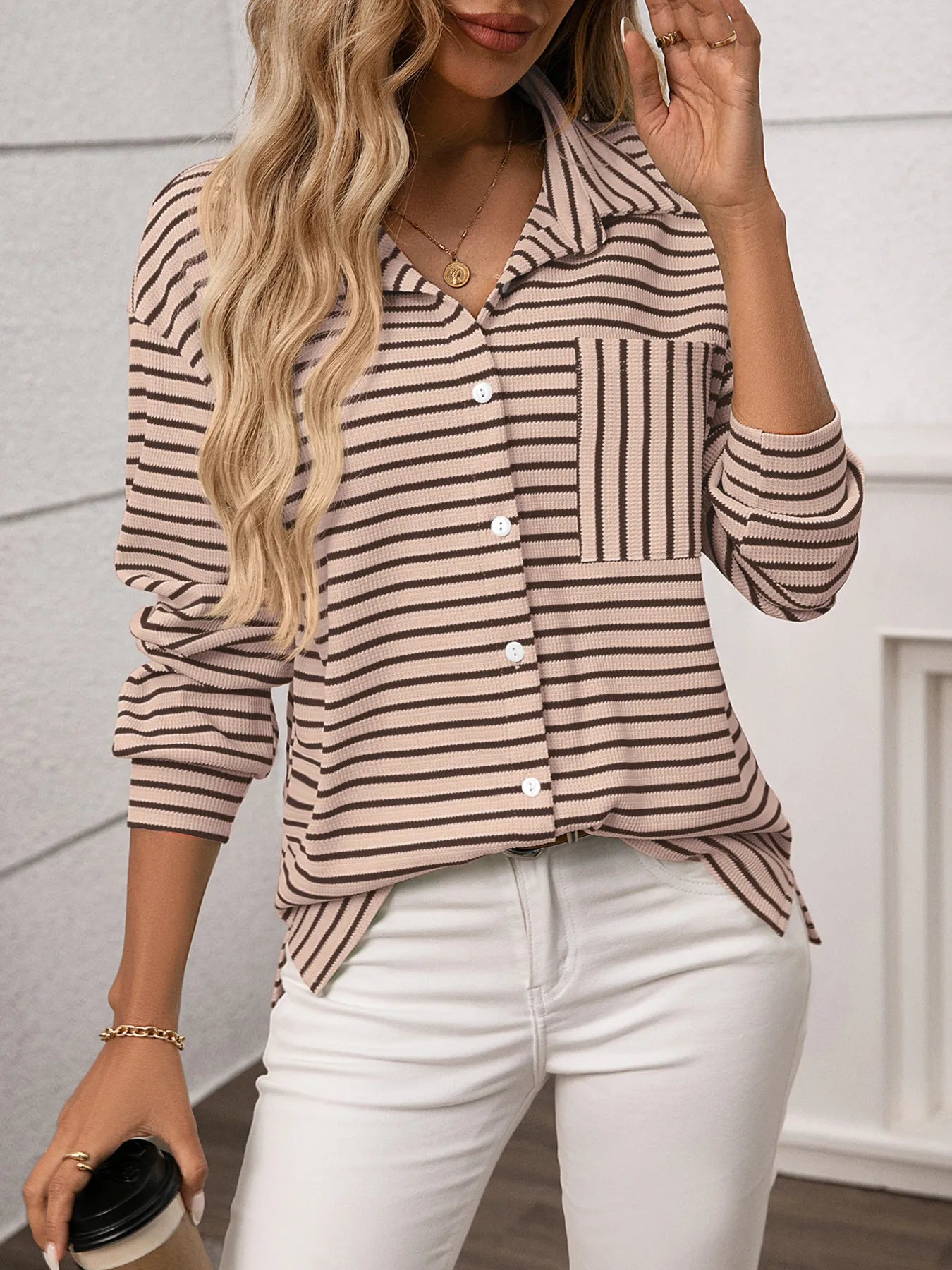 Chic Stripe Button-Up: Classic Style, All-Day Comfort