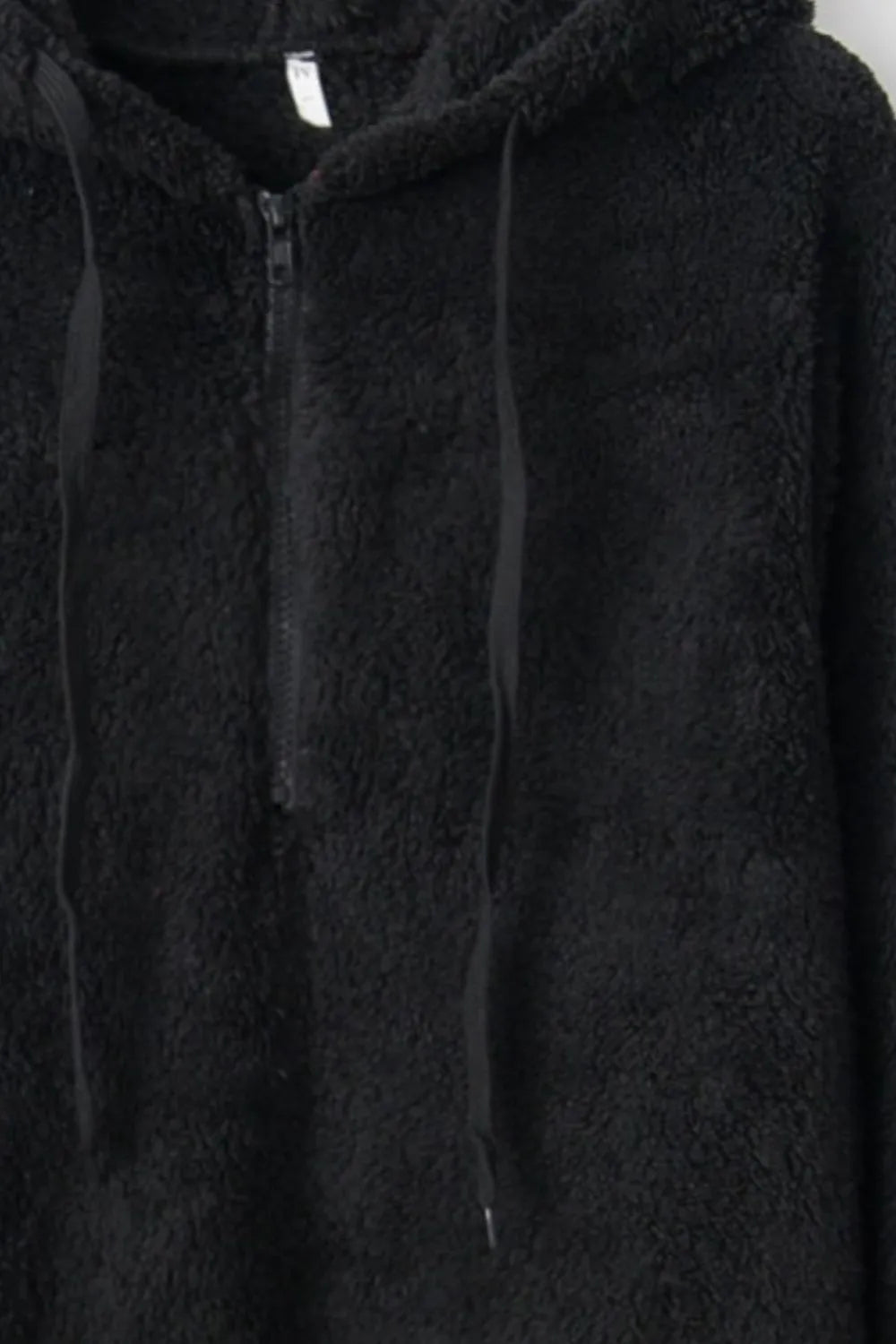 Cozy Quarter-Zip Teddy Hoodie – Full Size, Plush & Playful with Drawstring Style