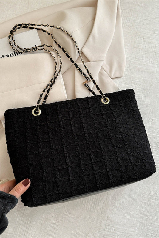 Polyester Texture Chain Tote bag Black One Size