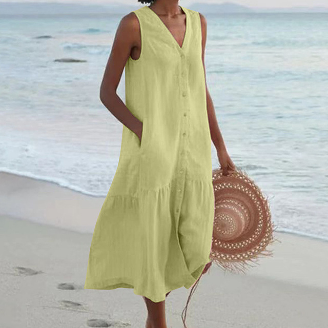 Esther | Sleeveless Buttoned Midi Dress