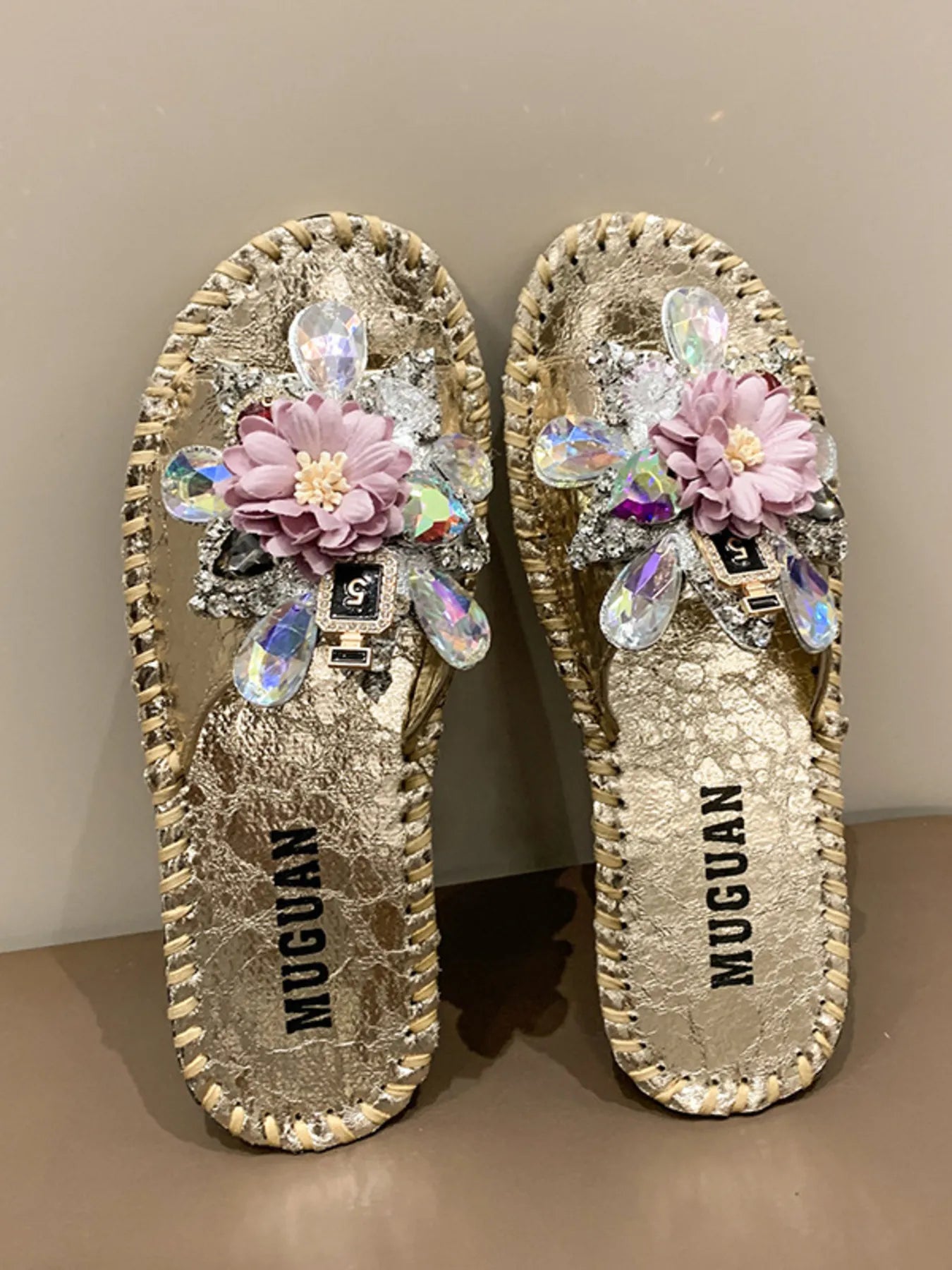 Floral Embellished Slide Sandals