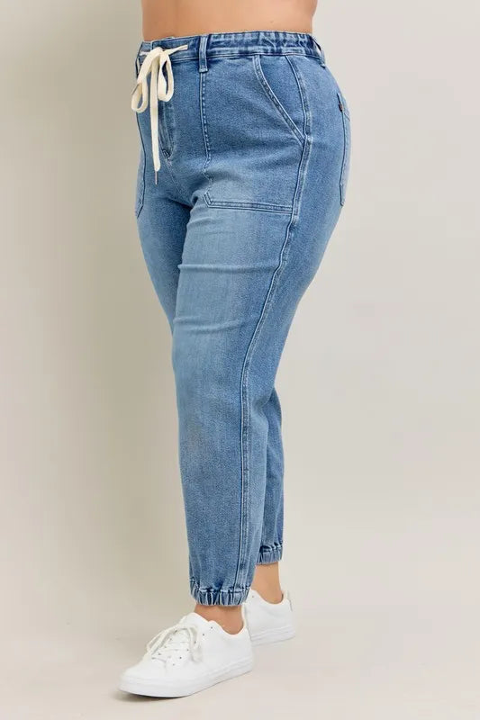 Everyday High Waist Denim Joggers – Plus Size