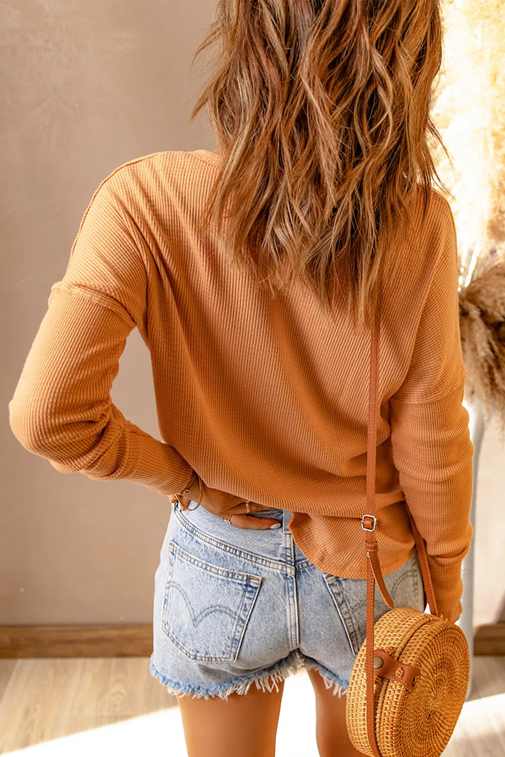 Half Button Drop Shoulder T-Shirt – Full Size Women’s Relaxed Fit Tee