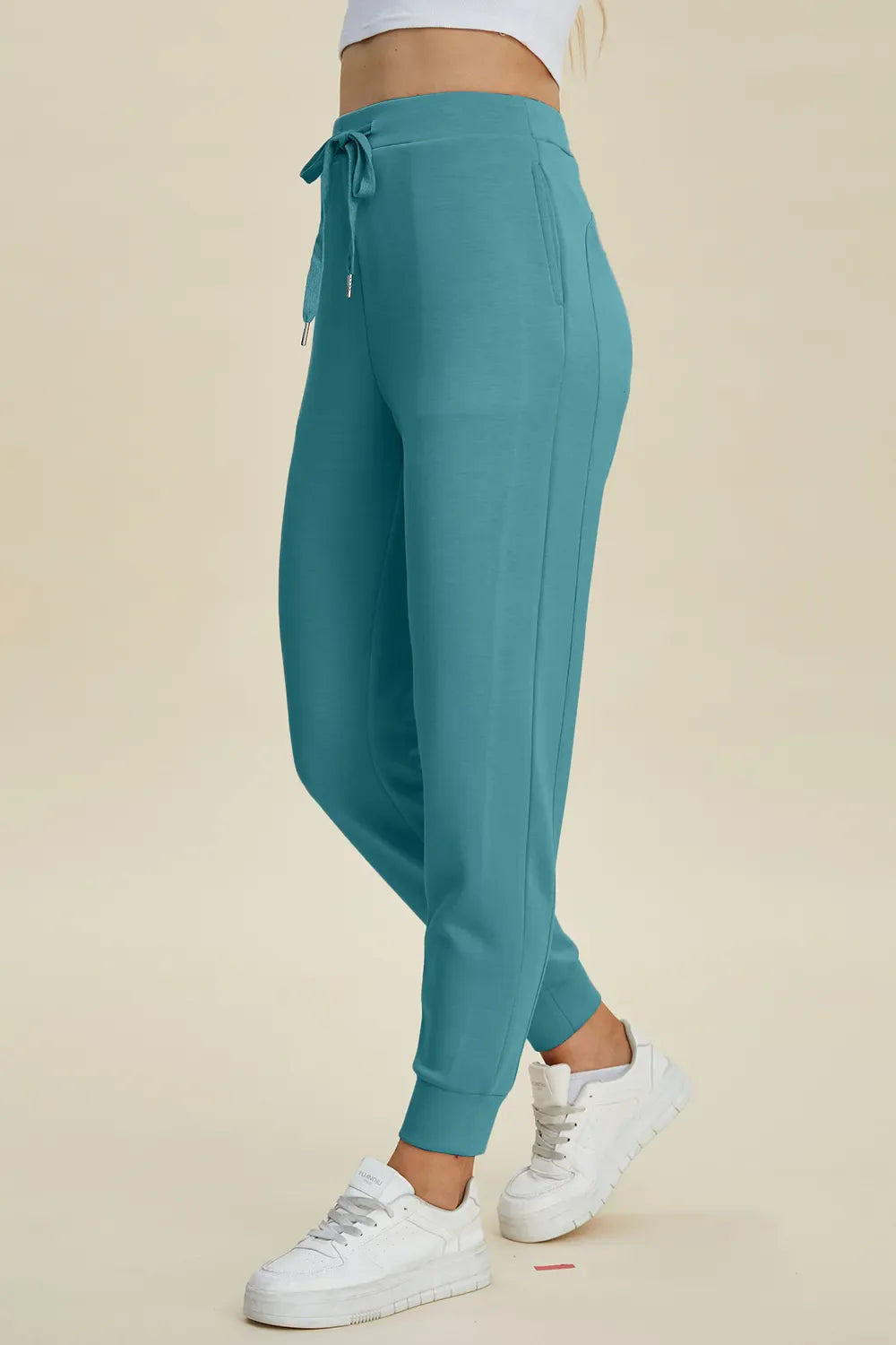 High Waist Air Scuba Joggers – Full Size Drawstring Lounge Pants for Women