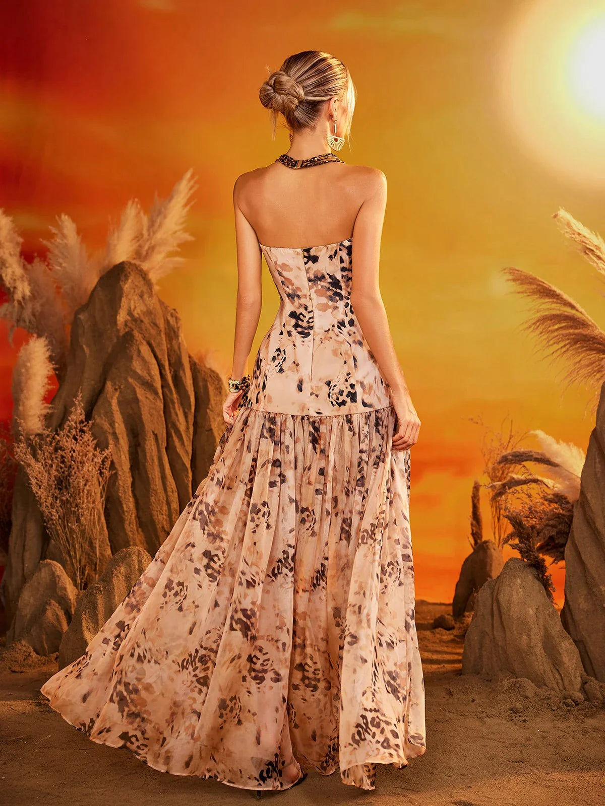 Sahara Wild maxi Dress – Desert Print