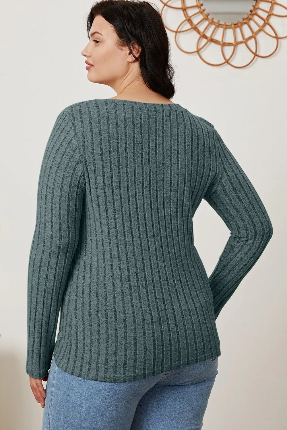 Comfy Ribbed V-Neck Long Sleeve Tee