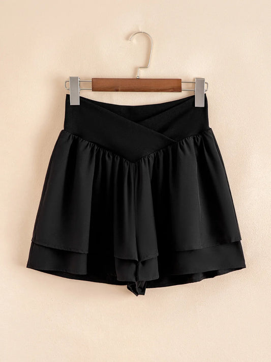 Flirt Factor Black Ruffle Shorts