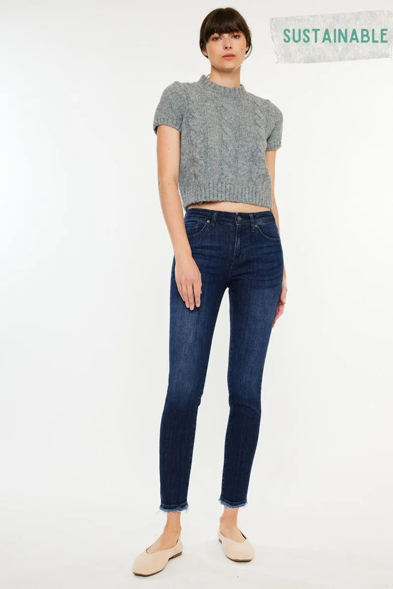 Dark Indigo High Rise Slim Ankle Jeans