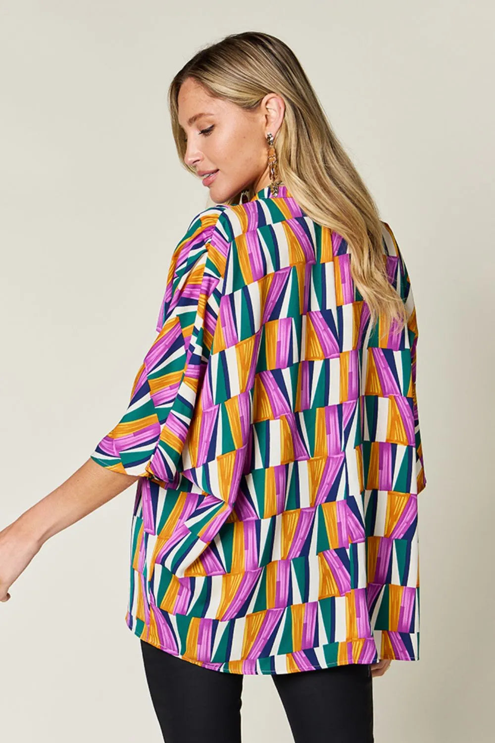 Color Pizazz Notched Dolman Sleeve Top