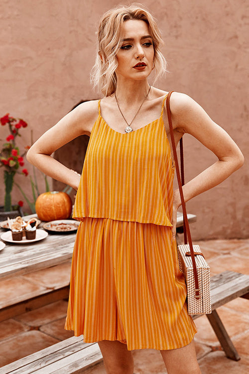 Thinking Out Loud Striped Spaghetti Romper - 3 Colors Yellow