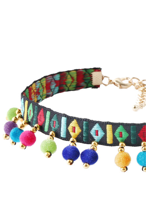 Ethnic Fluffy Ball Choker