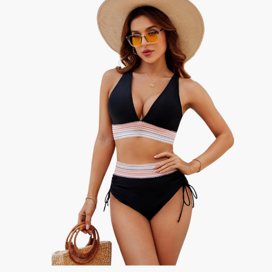 Emma | High-Waisted Tummy Control Bikini Set Black