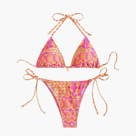 Boho Bikini Set for Women - Adjustable Triangle Tie Swimsuit