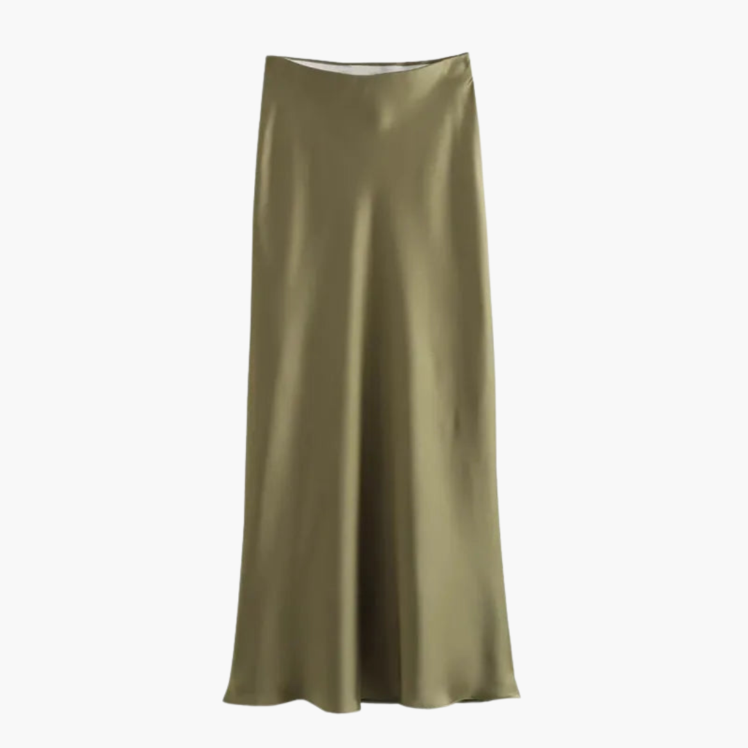 Chic Satin High-Waist Midi Skirt – Flattering Fit for Women