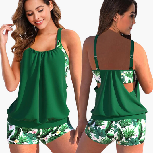 Tummy Control Tankini Set - for Women with Swim Shorts